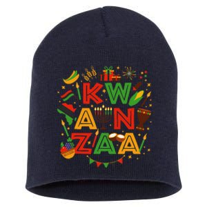 Happy Kwanzaa Kinara Candles African American Holiday Short Acrylic Beanie