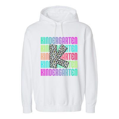 Hello Kindergarten Leopard Back To School Teacher Student Garment-Dyed Fleece Hoodie