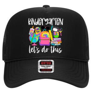 Hello Kindergarten Lets Do This Back To School Tie Dye High Crown Mesh Back Trucker Hat