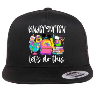 Hello Kindergarten Lets Do This Back To School Tie Dye Flat Bill Trucker Hat