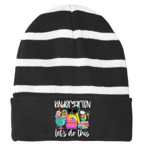 Hello Kindergarten Lets Do This Back To School Tie Dye Striped Beanie with Solid Band