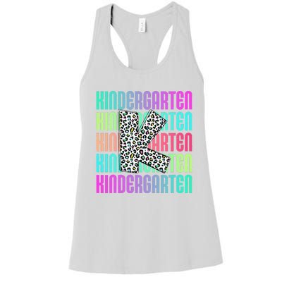 Hello Kindergarten Leopard Back To School Teacher Student Women's Racerback Tank