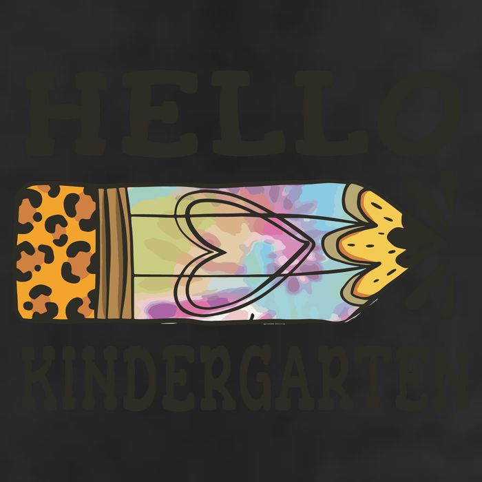 Hello Kindergarten Leopard Tie Dye Pencil 7 Panel Mesh Trucker Snapback Hat