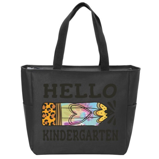 Hello Kindergarten Leopard Tie Dye Pencil Zip Tote Bag
