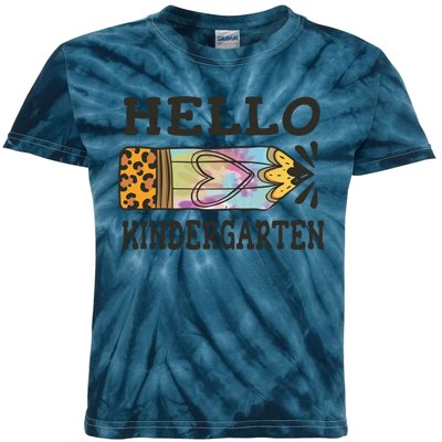 Hello Kindergarten Leopard Tie Dye Pencil Kids Tie-Dye T-Shirt