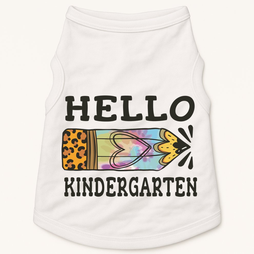 Hello Kindergarten Leopard Tie Dye Pencil Doggie Tank