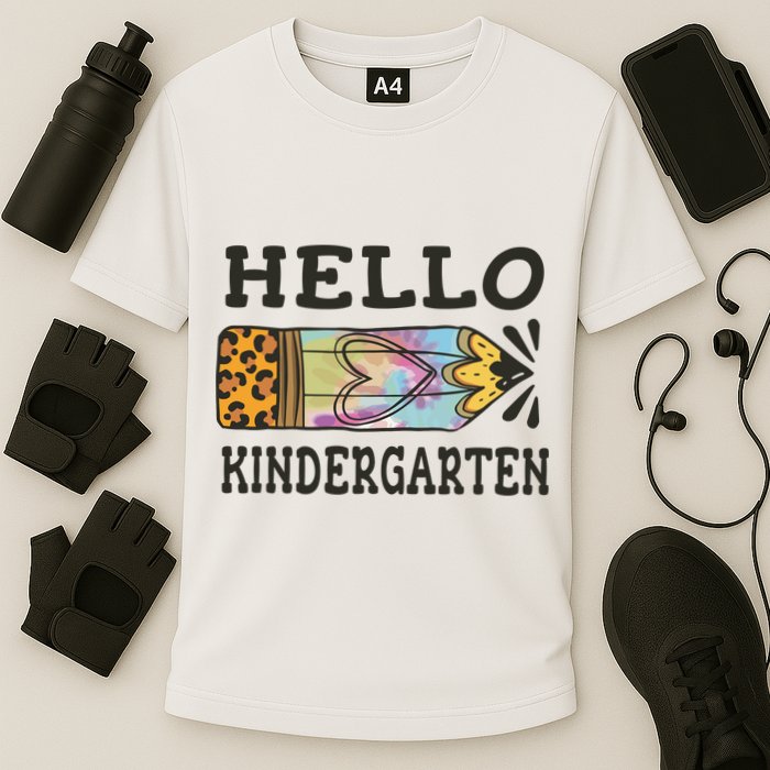 Hello Kindergarten Leopard Tie Dye Pencil Cooling Performance Crew T-Shirt