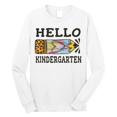 Hello Kindergarten Leopard Tie Dye Pencil Long Sleeve Shirt