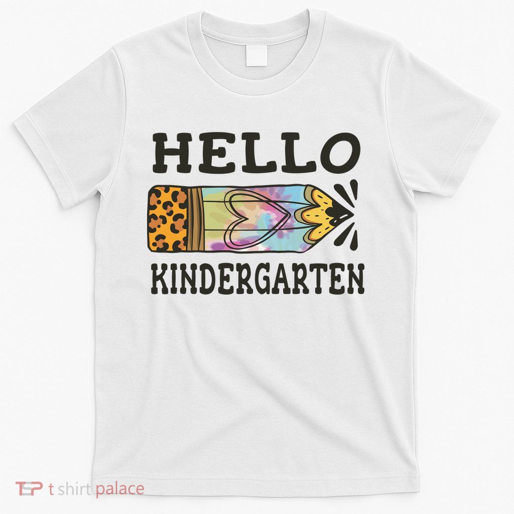 Hello Kindergarten Leopard Tie Dye Pencil T-Shirt