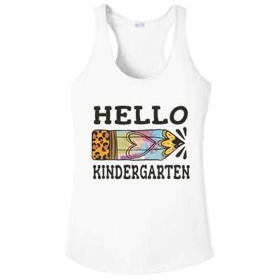 Hello Kindergarten Leopard Tie Dye Pencil Ladies PosiCharge Competitor Racerback Tank