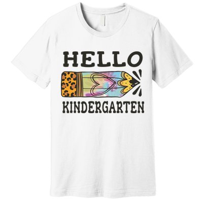 Hello Kindergarten Leopard Tie Dye Pencil Premium T-Shirt