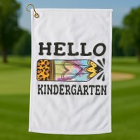 Hello Kindergarten Leopard Tie Dye Pencil Golf Towel