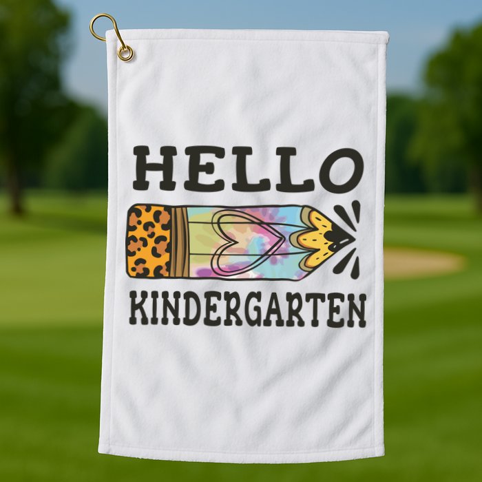 Hello Kindergarten Leopard Tie Dye Pencil Golf Towel