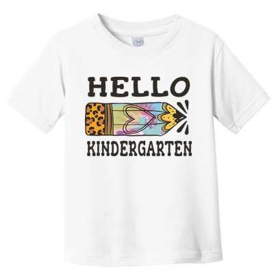 Hello Kindergarten Leopard Tie Dye Pencil Toddler T-Shirt