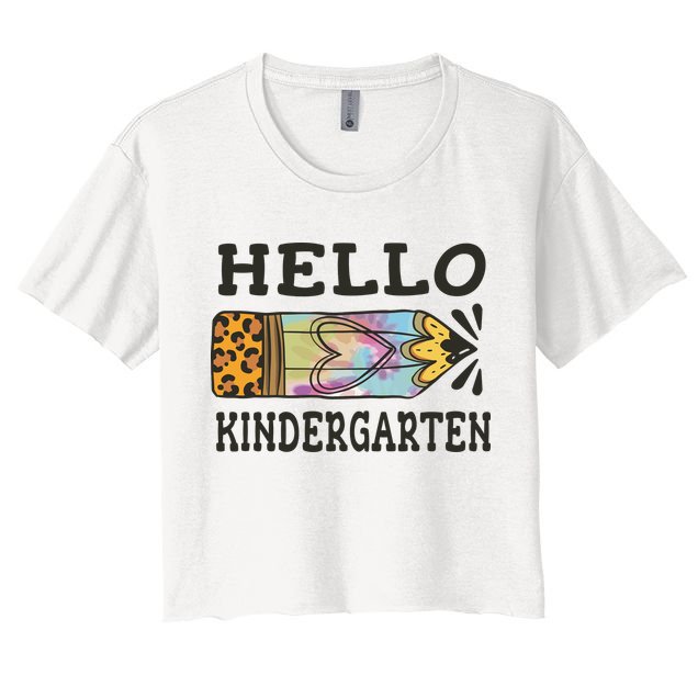 Hello Kindergarten Leopard Tie Dye Pencil Crop Top