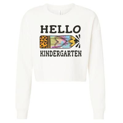 Hello Kindergarten Leopard Tie Dye Pencil Cropped Pullover Crew