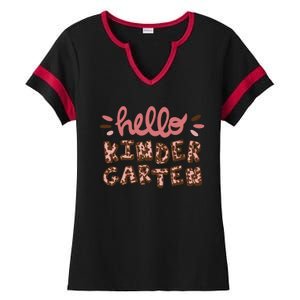 Hello Kindergarten Leopard Cute Ladies Halftime Notch Neck Tee