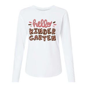 Hello Kindergarten Leopard Cute Womens Cotton Relaxed Long Sleeve T-Shirt