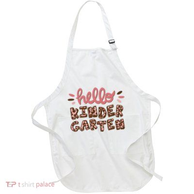 Hello Kindergarten Leopard Cute Full-Length Apron With Pockets