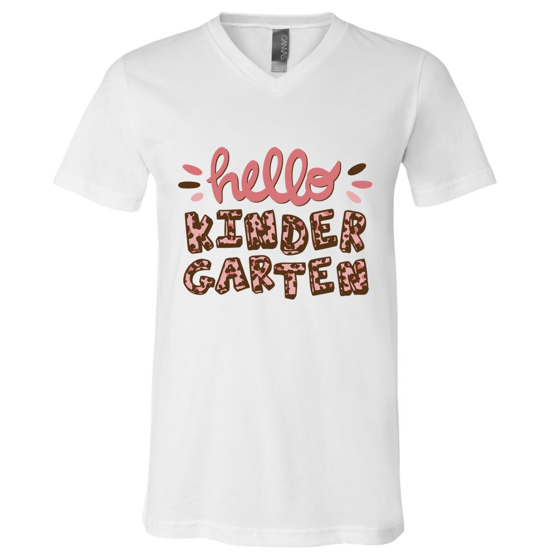 Hello Kindergarten Leopard Cute V-Neck T-Shirt