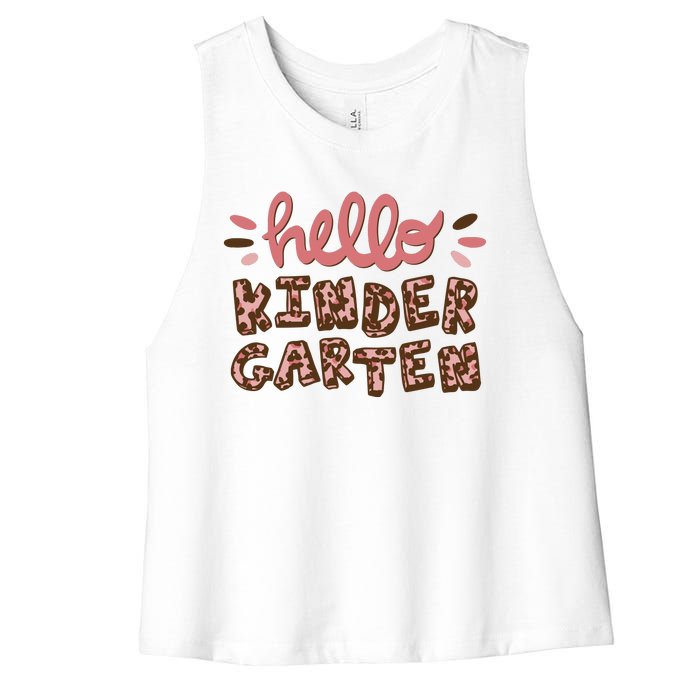 Hello Kindergarten Leopard Cute Women's Racerback Cropped Tank