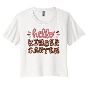 Hello Kindergarten Leopard Cute Women's Crop Top Tee