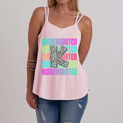 Hello Kindergarten Leopard Back To School Teacher Student Women's Strappy Tank