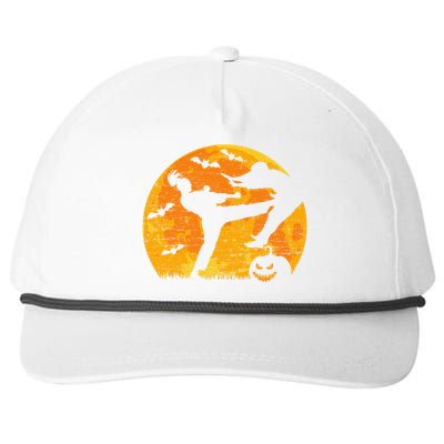 Halloween Kickboxing Martial Arts Full Moon Pumpkin Vintage Snapback Five-Panel Rope Hat