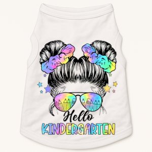 Hello Kindergarten Messy Bun Girl Back To School First Day Doggie Tank