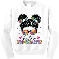 Hello Kindergarten Messy Bun Tie Dye Back To School Kids Sweatshirt