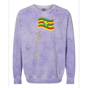 Hawaii Kanaka Maoli Signature Flag Pole Hawaiian Flag Colorblast Crewneck Sweatshirt