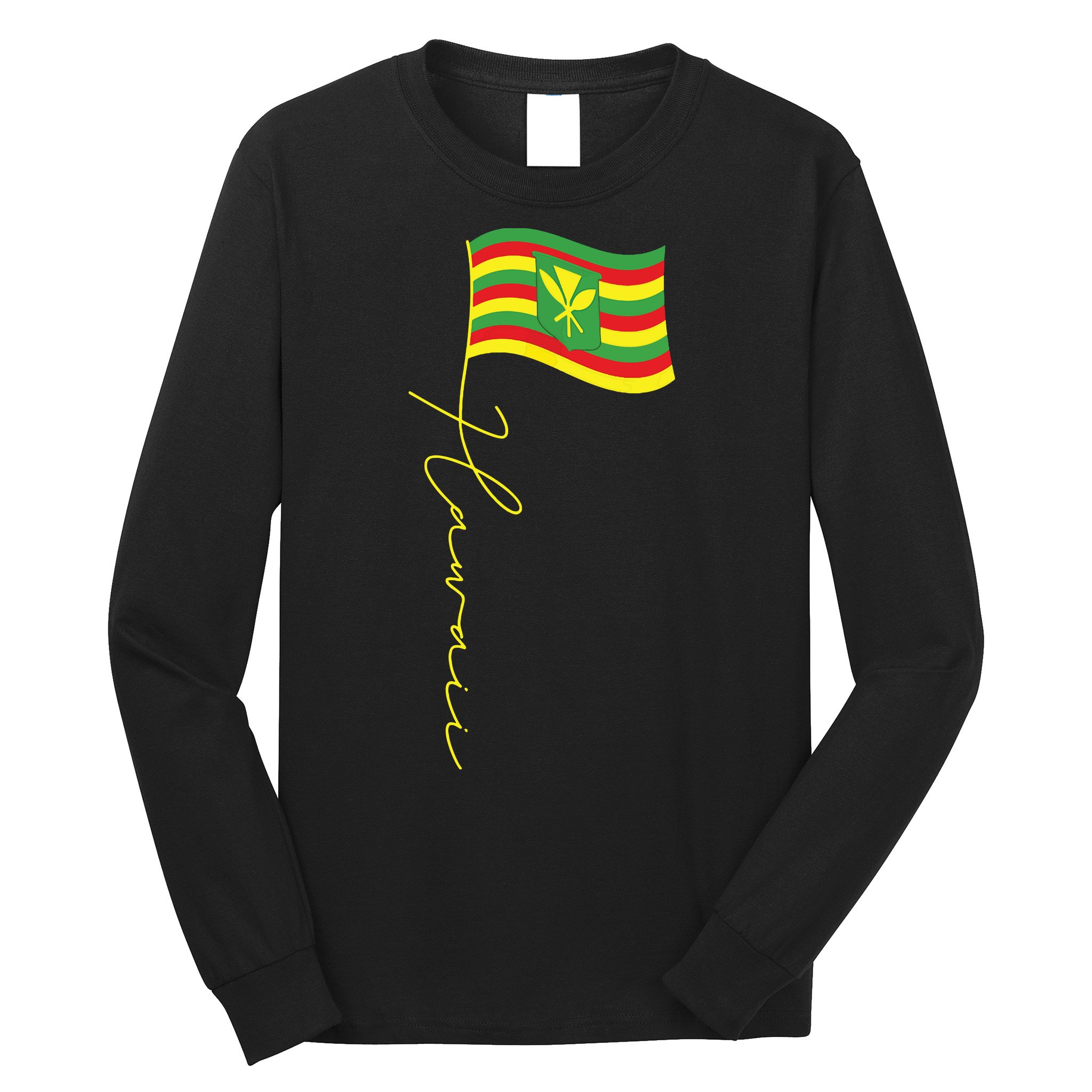 Hawaii Kanaka Maoli Signature Flag Pole Hawaiian Flag Long Sleeve Shirt