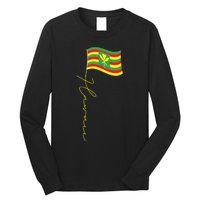 Hawaii Kanaka Maoli Signature Flag Pole Hawaiian Flag Long Sleeve Shirt