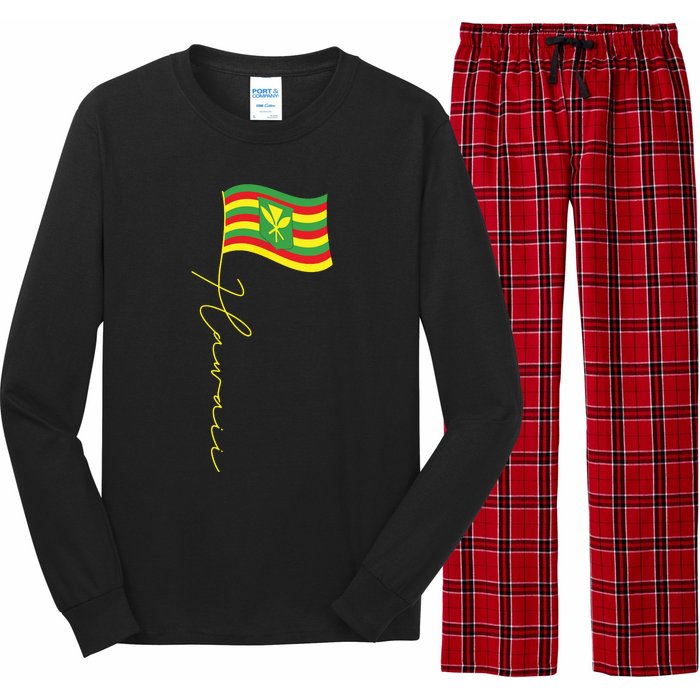 Hawaii Kanaka Maoli Signature Flag Pole Hawaiian Flag Long Sleeve Pajama Set