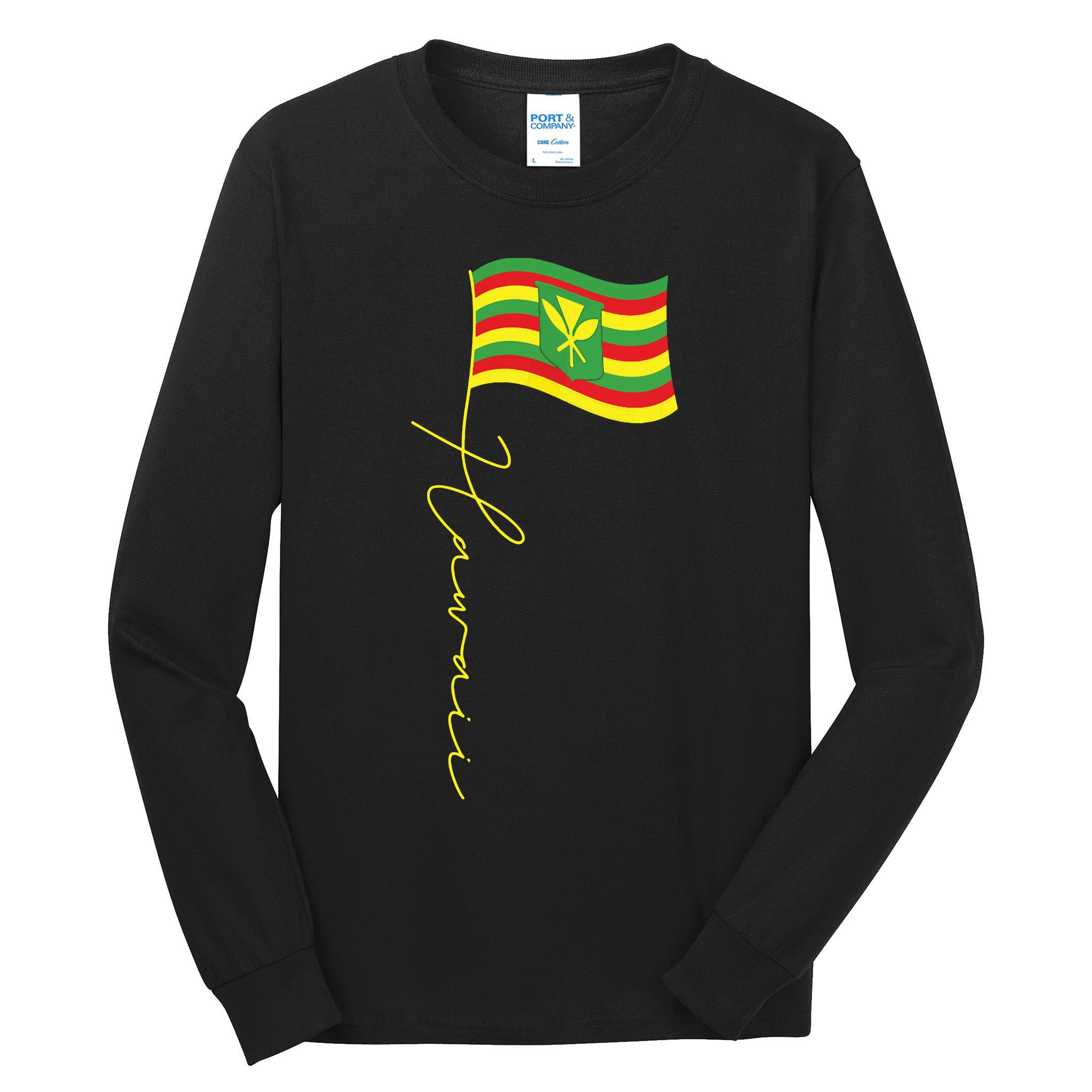Hawaii Kanaka Maoli Signature Flag Pole Hawaiian Flag Tall Long Sleeve T-Shirt