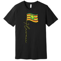 Hawaii Kanaka Maoli Signature Flag Pole Hawaiian Flag Premium T-Shirt