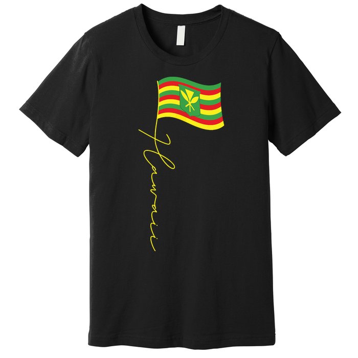 Hawaii Kanaka Maoli Signature Flag Pole Hawaiian Flag Premium T-Shirt