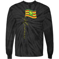 Hawaii Kanaka Maoli Signature Flag Pole Hawaiian Flag Tie-Dye Long Sleeve Shirt