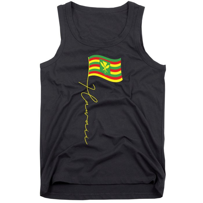 Hawaii Kanaka Maoli Signature Flag Pole Hawaiian Flag Tank Top