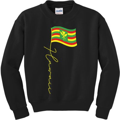 Hawaii Kanaka Maoli Signature Flag Pole Hawaiian Flag Kids Sweatshirt