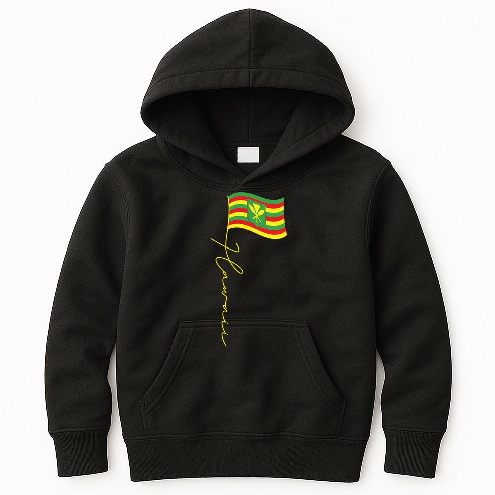 Hawaii Kanaka Maoli Signature Flag Pole Hawaiian Flag Kids Hoodie