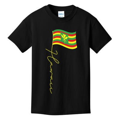 Hawaii Kanaka Maoli Signature Flag Pole Hawaiian Flag Kids T-Shirt