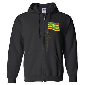 Hawaii Kanaka Maoli Signature Flag Pole Hawaiian Flag Full Zip Hoodie