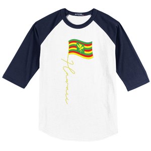 Hawaii Kanaka Maoli Signature Flag Pole Hawaiian Flag Baseball Sleeve Shirt