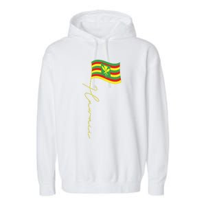 Hawaii Kanaka Maoli Signature Flag Pole Hawaiian Flag Garment-Dyed Fleece Hoodie