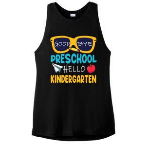 Hello Kindergarten Prek Grad Goodbye Preschool Graduation Ladies PosiCharge Tri-Blend Wicking Tank