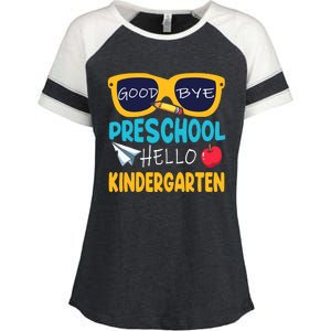 Hello Kindergarten Prek Grad Goodbye Preschool Graduation Enza Ladies Jersey Colorblock Tee