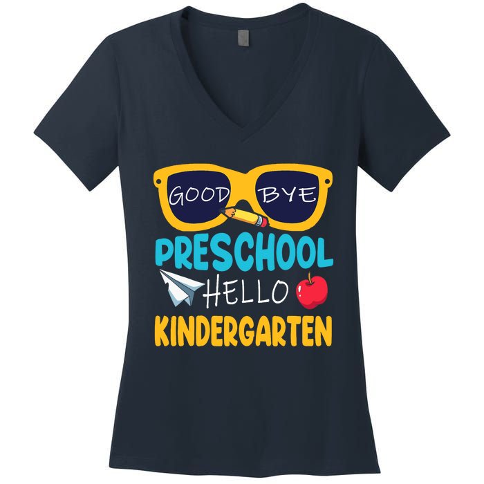 Hello Kindergarten Prek Grad Goodbye Preschool Graduation Women's V-Neck T-Shirt