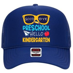 Hello Kindergarten Prek Grad Goodbye Preschool Graduation High Crown Mesh Back Trucker Hat