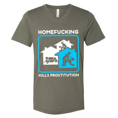 Homefucking Kills Prostitution V-Neck T-Shirt
